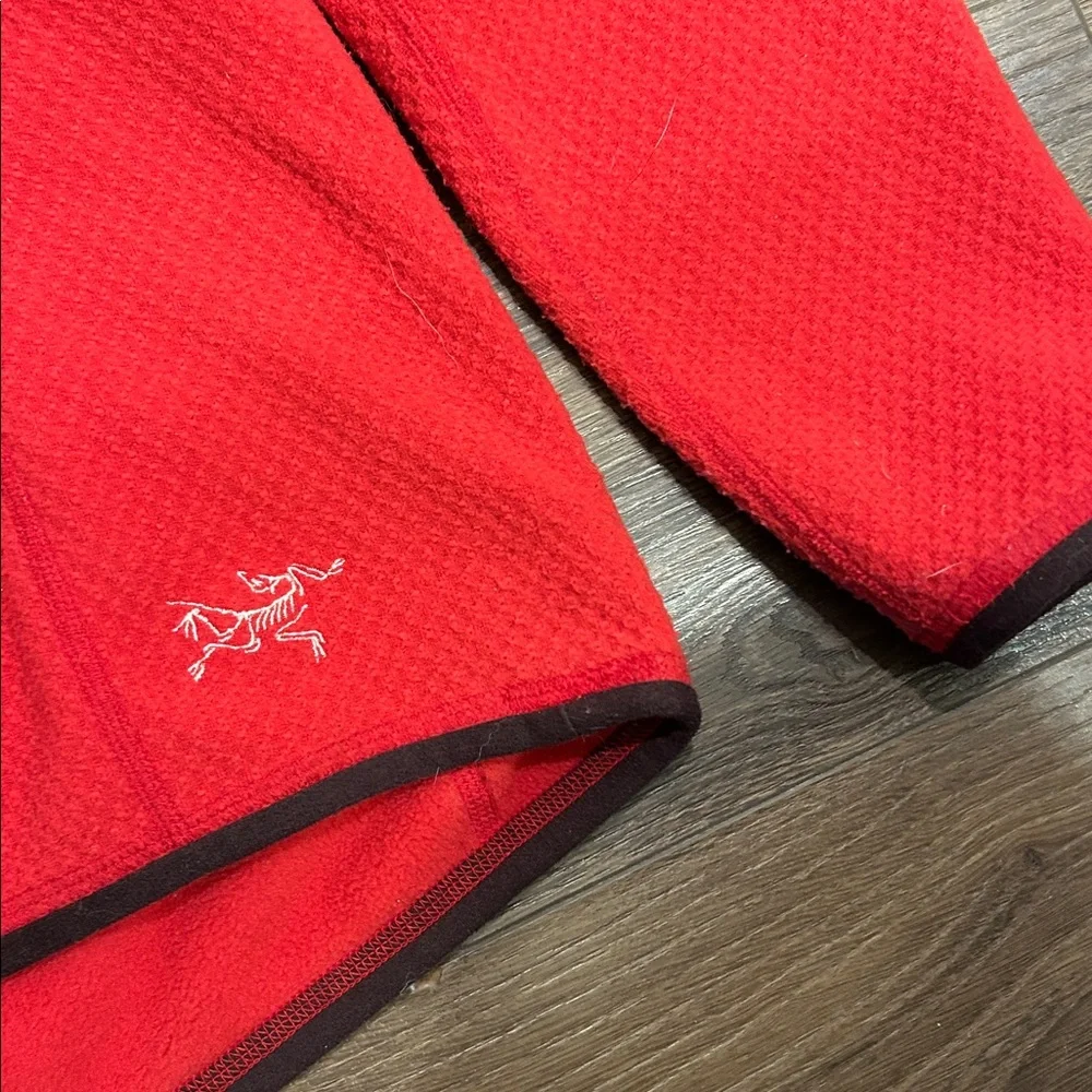 Arc’teryx Stiletto Fleece pullover jacket Side zip , red waffle fleece Large - Picture 4 of 5